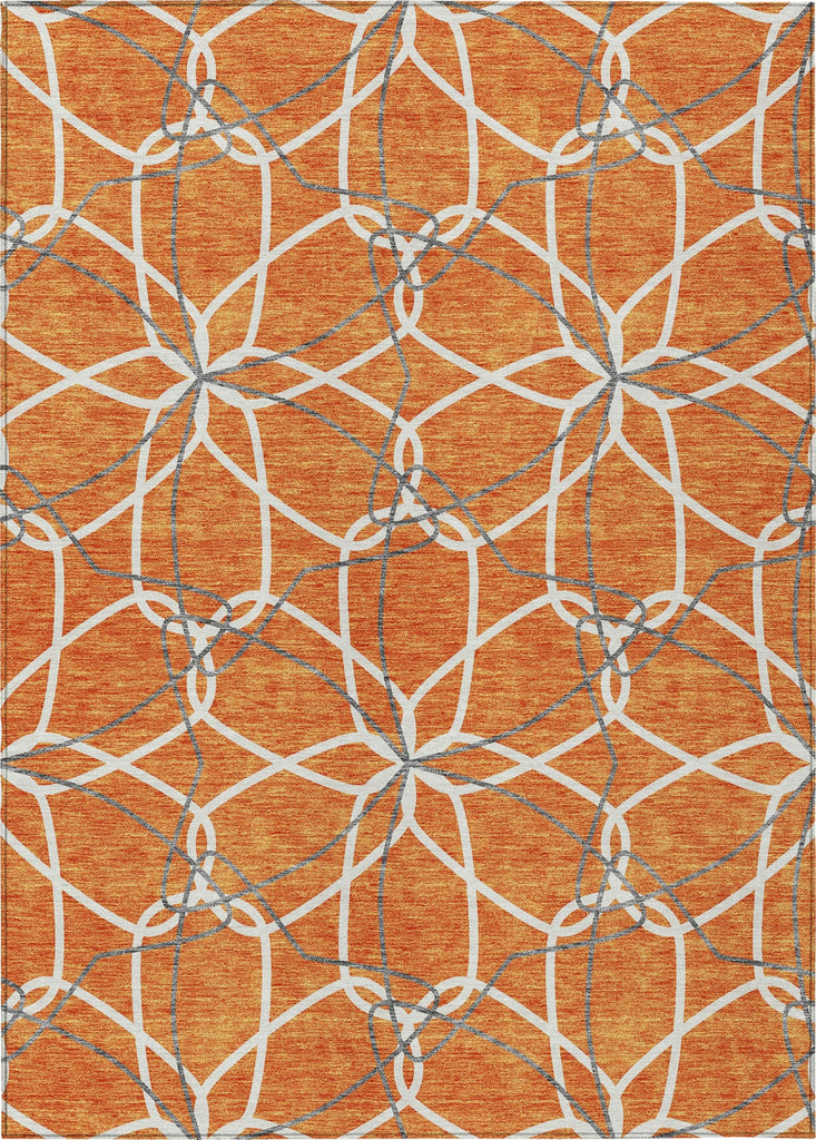 Piper Looms Chantille Geometric ACN950 Orange Machine Washable Area Rug main image