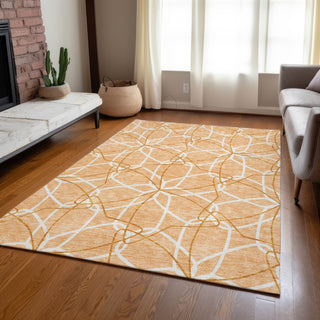 Piper Looms Chantille Geometric ACN950 Peach Machine Washable Area Rug Lifestyle Image Feature