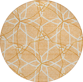 Piper Looms Chantille Geometric ACN950 Peach Machine Washable Area Rug Round Main Image