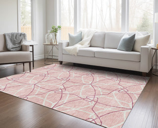 Piper Looms Chantille Geometric ACN950 Pink Machine Washable Area Rug Lifestyle Image Feature