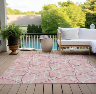 Piper Looms Chantille Geometric ACN950 Pink Machine Washable Area Rug Outdoor Lifestyle Image Feature