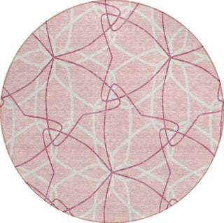 Piper Looms Chantille Geometric ACN950 Pink Machine Washable Area Rug Round Main Image