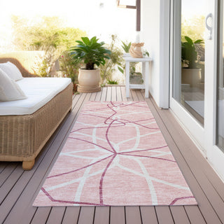 Piper Looms Chantille Geometric ACN950 Pink Machine Washable Area Rug Runner Outdoor Lifestyle Image Feature