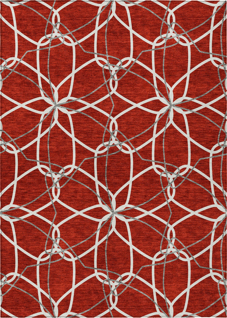 Piper Looms Chantille Geometric ACN950 Red Machine Washable Area Rug main image