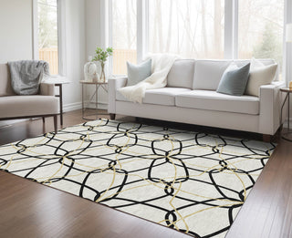 Piper Looms Chantille Geometric ACN950 White Machine Washable Area Rug Lifestyle Image Feature
