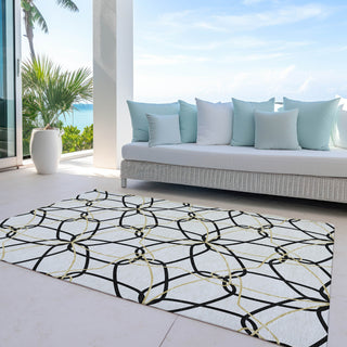 Piper Looms Chantille Geometric ACN950 White Machine Washable Area Rug Outdoor Lifestyle Image Feature