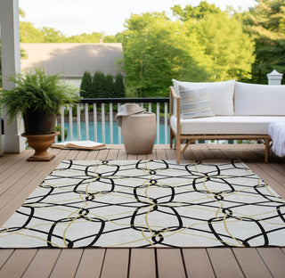 Piper Looms Chantille Geometric ACN950 White Machine Washable Area Rug Outdoor Lifestyle Image Feature