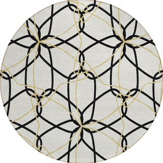 Piper Looms Chantille Geometric ACN950 White Machine Washable Area Rug Round Main Image
