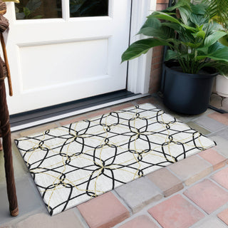 Piper Looms Chantille Geometric ACN950 White Machine Washable Area Rug Scatter Outdoor Lifestyle Image Feature