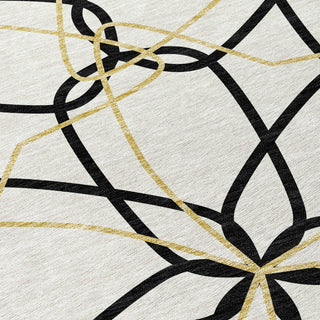 Piper Looms Chantille Geometric ACN950 White Machine Washable Area Rug Swatch Image