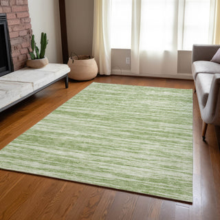 Piper Looms Chantille Stripes ACN951 Aloe Machine Washable Area Rug Lifestyle Image Feature