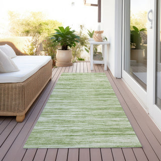 Piper Looms Chantille Stripes ACN951 Aloe Machine Washable Area Rug Runner Outdoor Lifestyle Image Feature