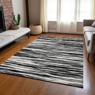 Piper Looms Chantille Stripes ACN951 Black Machine Washable Area Rug Lifestyle Image Feature