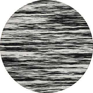 Piper Looms Chantille Stripes ACN951 Black Machine Washable Area Rug Round Main Image