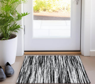 Piper Looms Chantille Stripes ACN951 Black Machine Washable Area Rug Scatter Lifestyle Image Feature