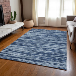 Piper Looms Chantille Stripes ACN951 Blue Machine Washable Area Rug Lifestyle Image Feature