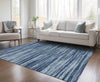 Piper Looms Chantille Stripes ACN951 Blue Machine Washable Area Rug Lifestyle Image Feature