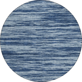 Piper Looms Chantille Stripes ACN951 Blue Machine Washable Area Rug Round Main Image