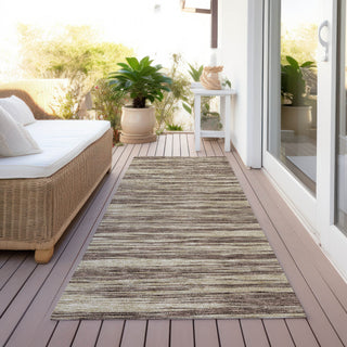 Piper Looms Chantille Stripes ACN951 Brown Machine Washable Area Rug Runner Outdoor Lifestyle Image Feature