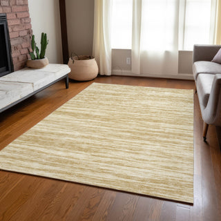 Piper Looms Chantille Stripes ACN951 Gold Machine Washable Area Rug Lifestyle Image Feature