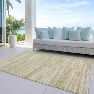 Piper Looms Chantille Stripes ACN951 Gold Machine Washable Area Rug Outdoor Lifestyle Image Feature