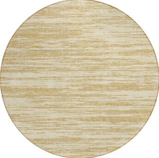 Piper Looms Chantille Stripes ACN951 Gold Machine Washable Area Rug Round Main Image