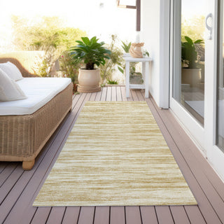Piper Looms Chantille Stripes ACN951 Gold Machine Washable Area Rug Runner Outdoor Lifestyle Image Feature