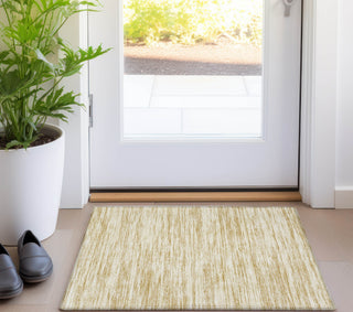 Piper Looms Chantille Stripes ACN951 Gold Machine Washable Area Rug Scatter Lifestyle Image Feature