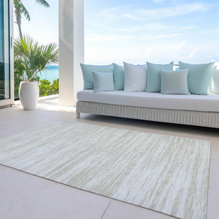 Piper Looms Chantille Stripes ACN951 Ivory Machine Washable Area Rug Outdoor Lifestyle Image Feature