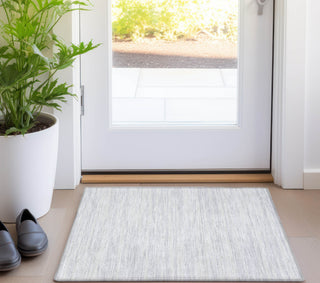 Piper Looms Chantille Stripes ACN951 Silver Machine Washable Area Rug Scatter Lifestyle Image Feature