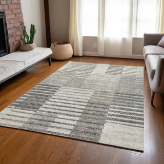 Piper Looms Chantille Stripes ACN954 Beige Machine Washable Area Rug Lifestyle Image Feature