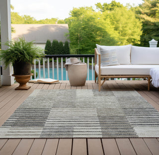 Piper Looms Chantille Stripes ACN954 Beige Machine Washable Area Rug Outdoor Lifestyle Image Feature