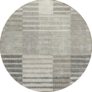 Piper Looms Chantille Stripes ACN954 Beige Machine Washable Area Rug Round Main Image