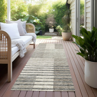Piper Looms Chantille Stripes ACN954 Beige Machine Washable Area Rug Runner Outdoor Lifestyle Image Feature