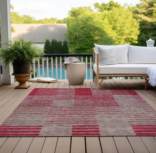 Piper Looms Chantille Stripes ACN954 Garnet Machine Washable Area Rug Outdoor Lifestyle Image Feature