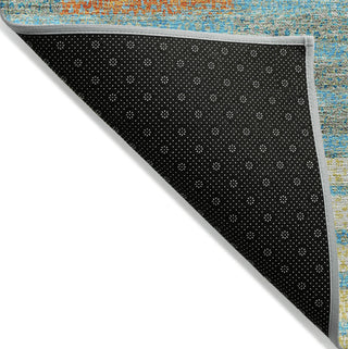 Piper Looms Chantille Stripes ACN954 Teal Machine Washable Area Rug Backing Image