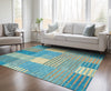 Piper Looms Chantille Stripes ACN954 Teal Machine Washable Area Rug Lifestyle Image Feature