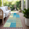 Piper Looms Chantille Stripes ACN954 Teal Machine Washable Area Rug Runner Outdoor Lifestyle Image Feature