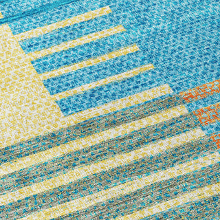 Piper Looms Chantille Stripes ACN954 Teal Machine Washable Area Rug Swatch Image