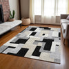 Piper Looms Chantille Geometric ACN955 Black Machine Washable Area Rug Lifestyle Image Feature