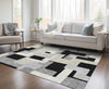 Piper Looms Chantille Geometric ACN955 Black Machine Washable Area Rug Lifestyle Image Feature