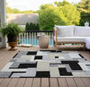 Piper Looms Chantille Geometric ACN955 Black Machine Washable Area Rug Outdoor Lifestyle Image Feature