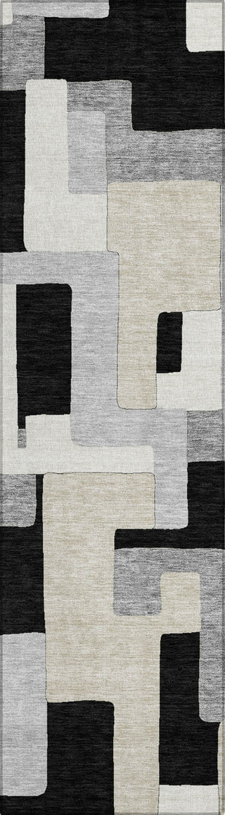 Piper Looms Chantille Geometric ACN955 Black Machine Washable Area Rug Runner Main Image