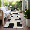 Piper Looms Chantille Geometric ACN955 Black Machine Washable Area Rug Runner Outdoor Lifestyle Image Feature