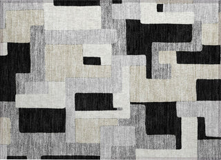 Piper Looms Chantille Geometric ACN955 Black Machine Washable Area Rug Scatter Main Image