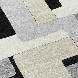 Piper Looms Chantille Geometric ACN955 Black Machine Washable Area Rug Swatch Image