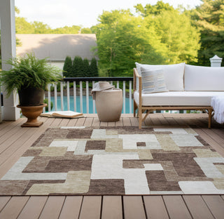 Piper Looms Chantille Geometric ACN955 Brown Machine Washable Area Rug Outdoor Lifestyle Image Feature