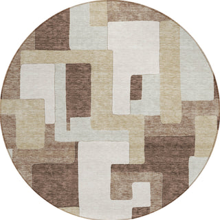 Piper Looms Chantille Geometric ACN955 Brown Machine Washable Area Rug Round Main Image