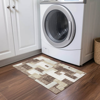 Piper Looms Chantille Geometric ACN955 Brown Machine Washable Area Rug Scatter Lifestyle Image Feature