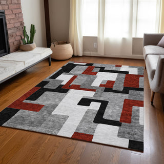 Piper Looms Chantille Geometric ACN955 Gray Machine Washable Area Rug Lifestyle Image Feature
